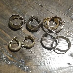 4 pair vintage clip on hoops